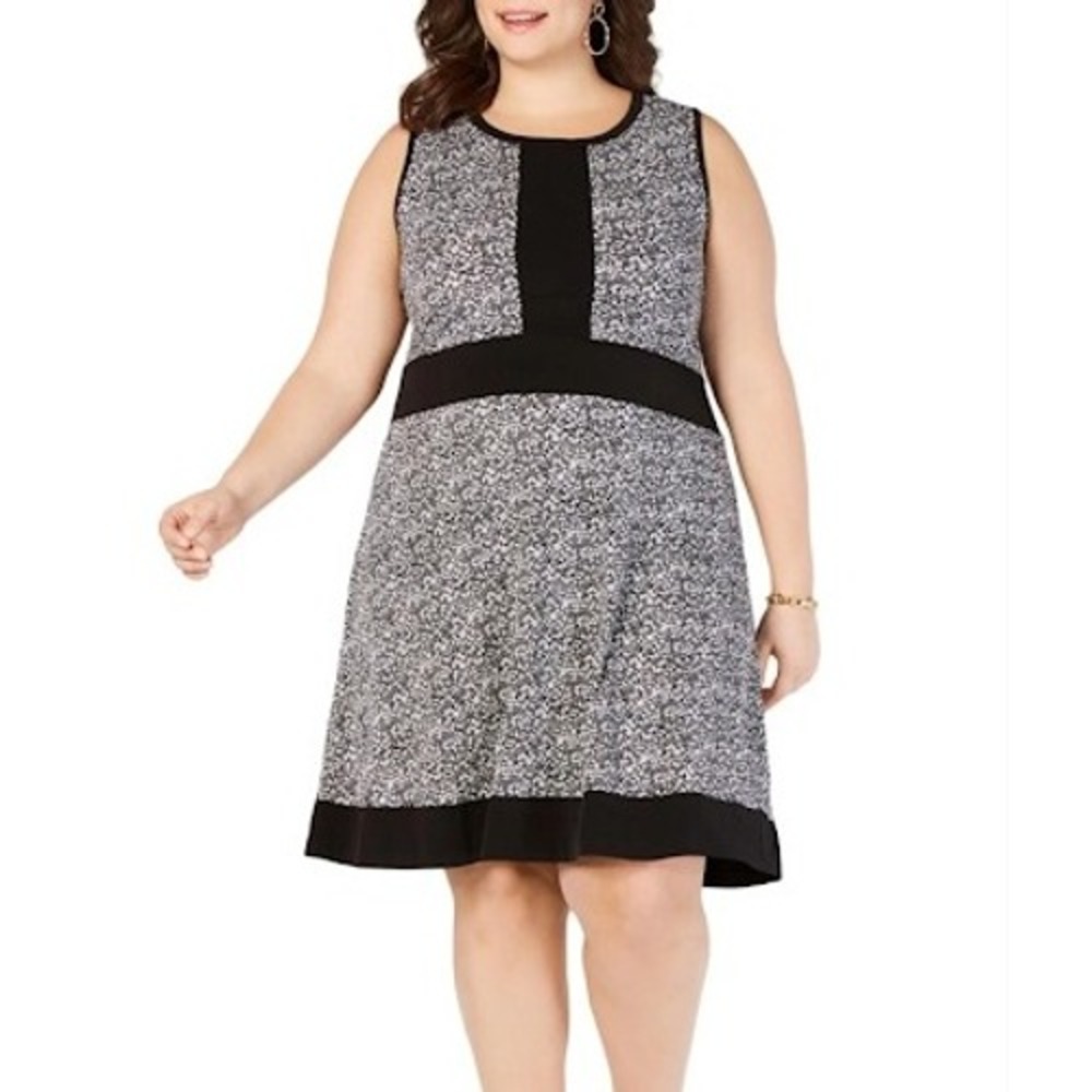 Michael Kors Black‎ White Floral Sleeveless Fit & Flare Dress M Career